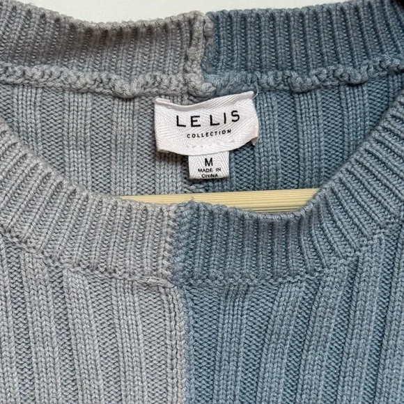 Two-Tone Ribbed Knit Short Sleeve Boutique Sweater - Picture 8 of 12